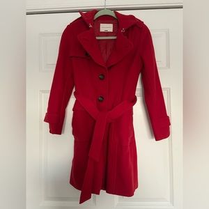 Red banana republic wool trench coat